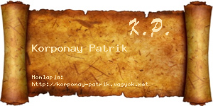Korponay Patrik névjegykártya